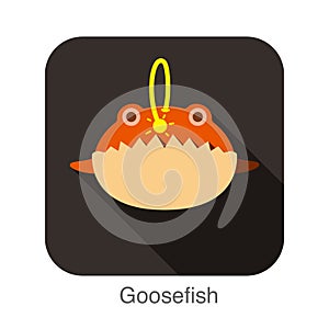 Goosefish flat icon animal seriers