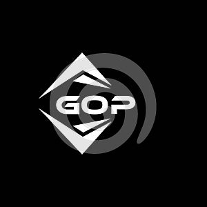 GOP abstract technology logo design on Black background. GOP creative initials letter logo concept photo