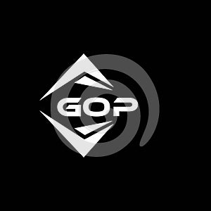 GOP abstract technology logo design on Black background. GOP creative initials letter logo concept