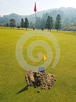 Gopher or Mole trap on golf green