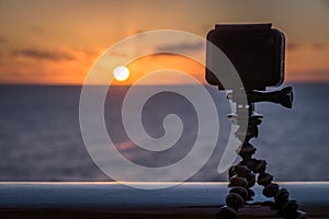 GoPro camera taking time lapse of sunrise photo