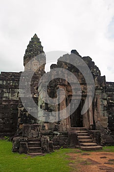 Gopura, Bakong temple, Roluos Group, Siem Reap, Cambodia. First of the large mountain temples