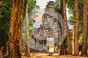 Gopura at the Ta Som Temple of Angkor Wat complex in Cambodia.