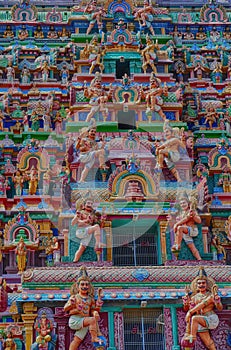 Gopuram of the Shiva Nataraja temple from the 12th century in Chidambaram, Tamil Nadu, India