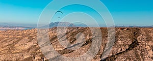 Gorafe desert panorama landscape and paragliding