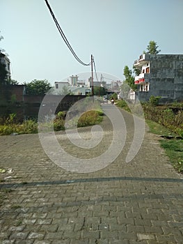 Gorakhpur indraprasth colony path, home and sideways electricity polls