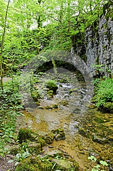 Gordale Beck, near Janet`s Foss Waterfall, Malham Cove, Yorkshire Dales, England, UK photo