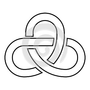 Gordian knot Sacred geometry symbol contour outline line icon black color vector illustration image thin flat style photo