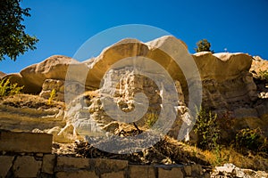 Goreme, Cappadocia, Anatolia, Turkey: Rock formation at the end of the Zemi valley between Gereme and Uchisar