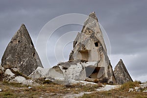 Goreme museum,famous Cappadocian landmark,volcanic rocks with caves