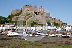 Gorey with Mont Orgueil Castle, Jersey, UK