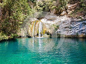 Gorg Blau waterfall in Catalonia, Spain