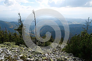 Gorgany - mountain range in Western Ukraine. View to Hamster mount