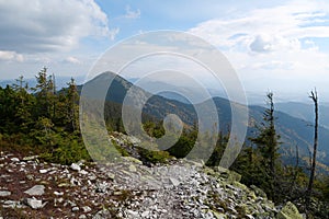 Gorgany - mountain range in Western Ukraine. View to Hamster mount