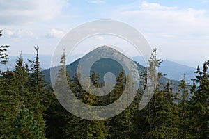 Gorgany - mountain range in Western Ukraine. View to Hamster mount