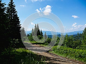 Gorgany - mountain range in Western UkrainView to Syniak mount