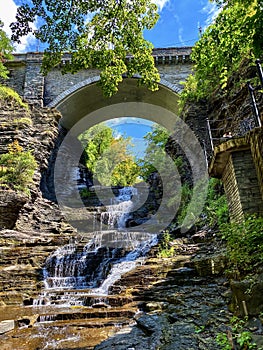 Gorge, Bridge and Cascading Waterfalls, Ithaca