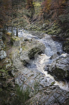 Gorge on the Findhorn River at Moray in Scotland.