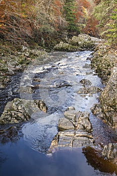 Gorge on the Findhorn River at Moray in Scotland.