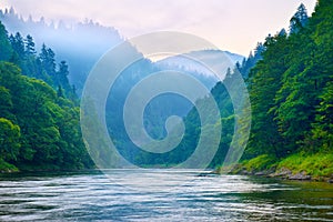 The gorge of mountain river in the morning photo