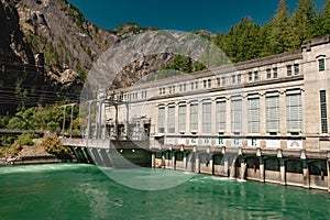 Gorge Powerhouse hydroelectric power plant along the Skagit River in North Cascades National Park