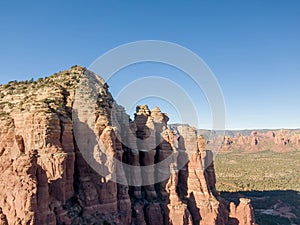 Gorgeous Aerial View Of The American Southwest Desert Showing Large Rock Formations