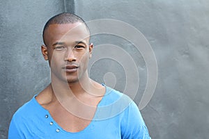 Gorgeous African man with a flawless skin with copy space photo