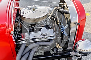 Gorgeous amzing view of classic retro vintage hot rod car engine