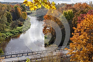 gorgeous autumn landscape with bright and colorful trees, typical Latvian golden autumn landscape photo