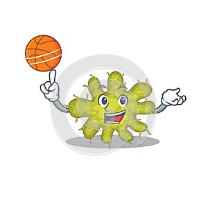 Gorgeous bacterium mascot design style with basketball photo