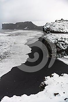 Gorgeous blacksand beaches in Dyrholaey, Iceland photo