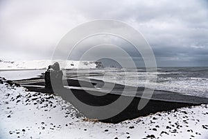 Gorgeous blacksand beaches in Dyrholaey, Iceland