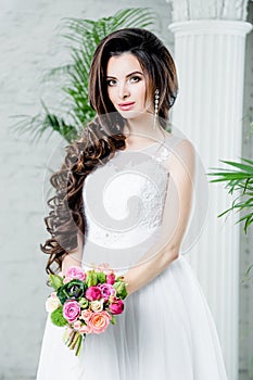 Gorgeous bride in luxury wedding dress. Bride.