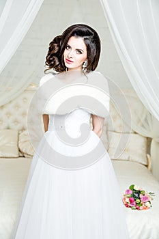 Gorgeous bride in luxury wedding dress. Bride.