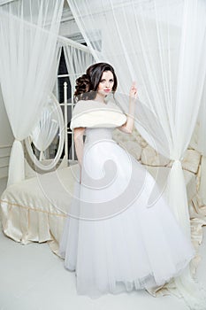 Gorgeous bride in luxury wedding dress. Bride.