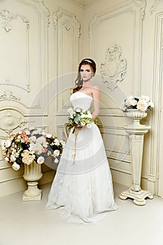 Gorgeous bride in luxury wedding dress. Bride.