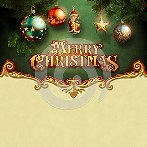 Beautiful Christmas card with glamorous season greetings typography photo