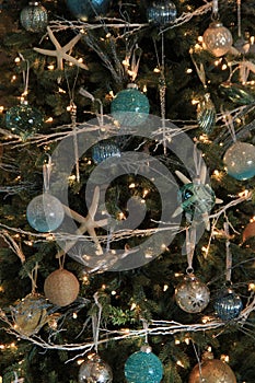 Gorgeous Christmas tree with seashore theme of starfish and other baubles