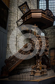 This gorgeous church pulpit podium designed in a church in Ghent