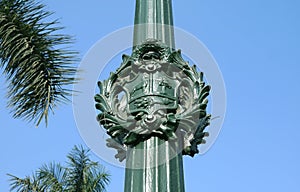 Gorgeous details on the street lamp at Plaza Mayor of Lima, Peru