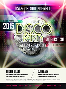 Gorgeous disco party poster design