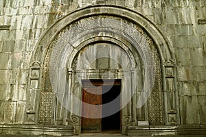 Gorgeous Doorway of the Book Depository in Haghpat Medieval Monastery Complex, Town of Hagphat, Armenia