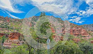 Gorgeous drive, State Route 89a, in the Oak Creek Canyon on Coconino National Forest, Sedona, Arizona.