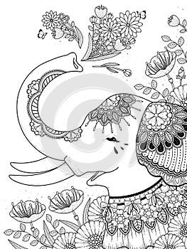 Gorgeous elephant coloring page