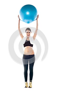 Gorgeous fit lady holding pilate ball