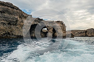 Gorgeous formations and caves near Crystal and Blue Lagoon at Kemmuna Comino island in Malta