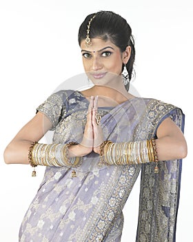 Gorgeous girl in namaskaram posture