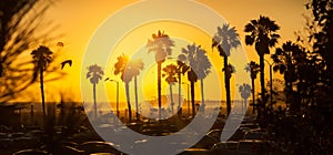 Gorgeous golden sunset at Los Angeles beach