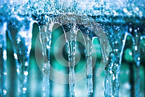 Gorgeous icicles close up view.Beautiful nature backgrounds