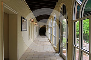 Gorgeous image of long corridor in historic hotel,King and Prince Beach and Golf Resort,St.Simons Island,2015